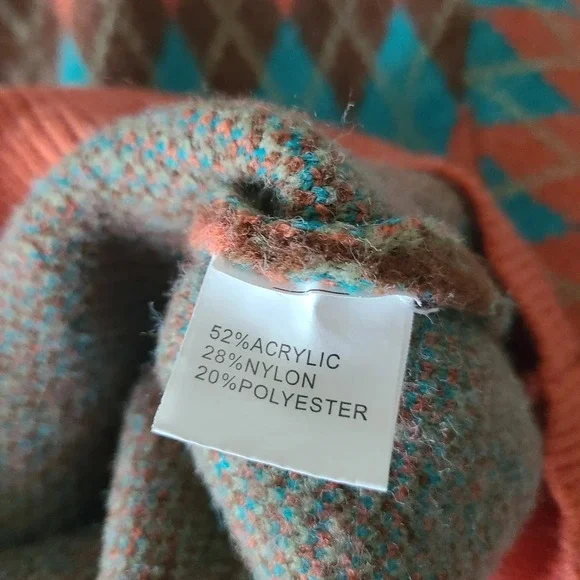 Pink diamond v-neck Argyle sweater womens sz.M - Picture 7 of 8